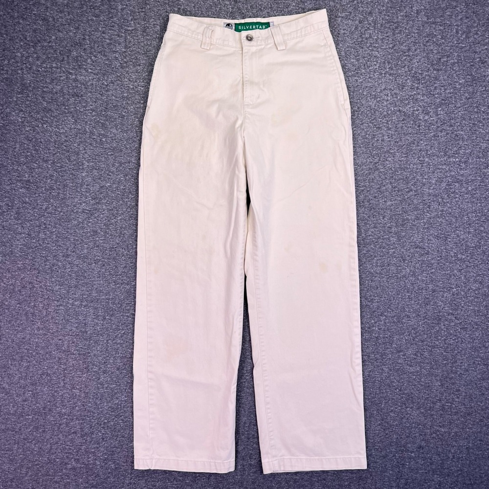 VTG Levis SilverTab Pants Mens 29x29 Cream Baggy Skater Streetwear Wide Leg Y2K